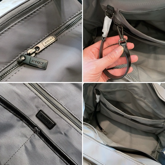 AWAY Everywhere Bag, Grey/Black, Waterproof Nylon/Leather, Like New! - Picture 11 of 12